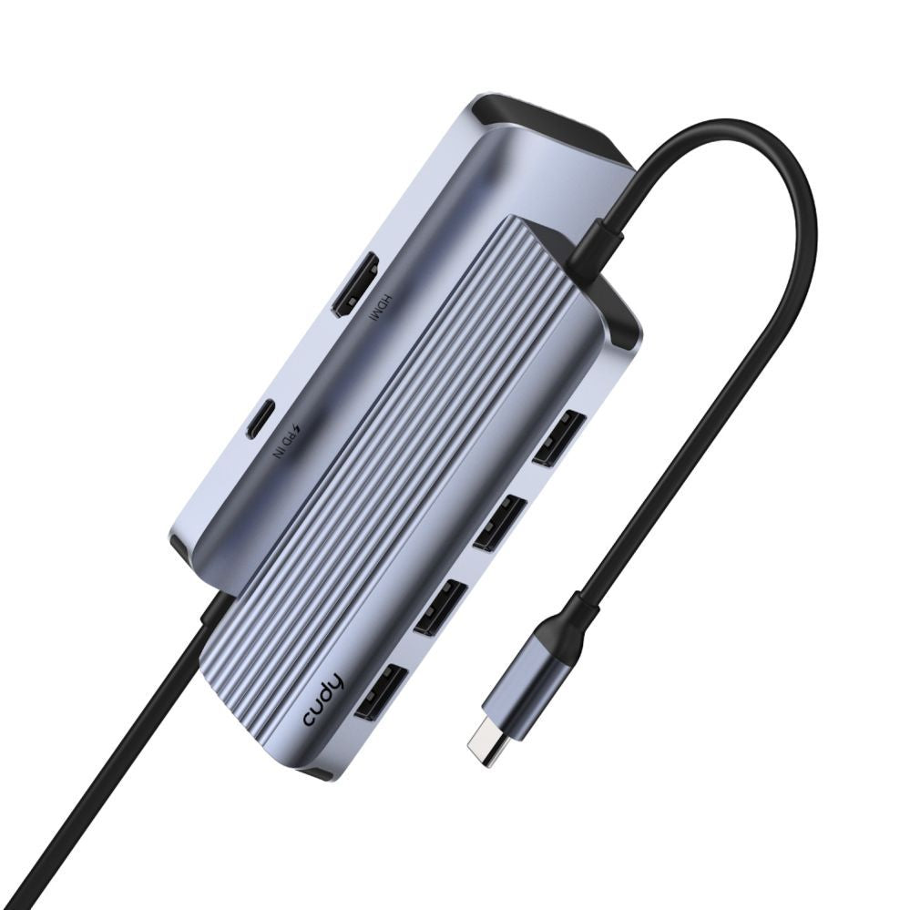 Роутер Cudy  UH500 PortMate USB-C 6-in-1 Hub 4K 30Hz HDMI USB-C PD 4x USB-A 3.0 Aluminum Grey