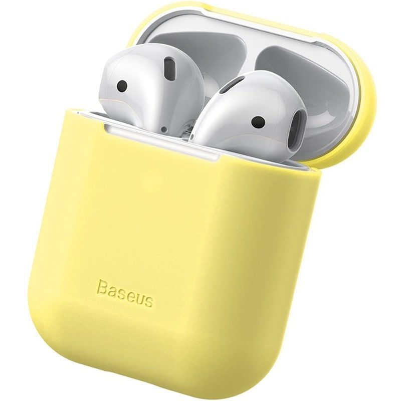 Tagakaaned Baseus Apple Silica Series Ultra-thin Silicone Protector Case for Airpods 1 / 2 Yellow