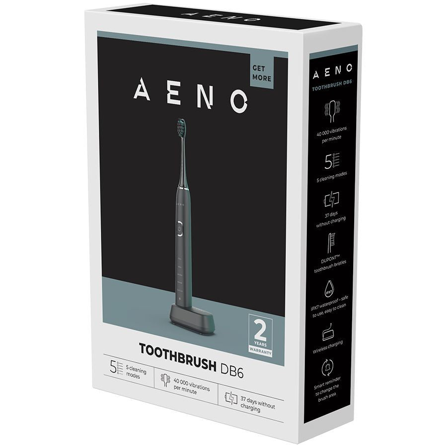 Muud kaubad AENO  AENO Sonic Electric Toothbrush DB6: Black, 5 modes, wireless charging, 46000rpm, 40 days without charging, IPX7