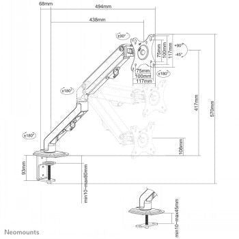 Кронштейн для телевизора NEOMOUNTS BY NEWSTAR  NEWSTAR FLAT SCREEN DESK MOUNT (STAND/GROMMET), BLACK
