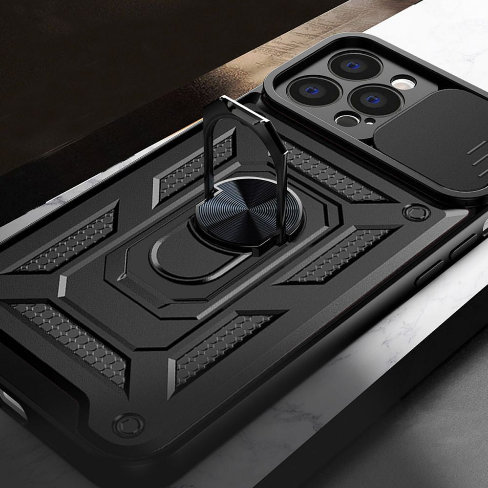 Back panel cover Hurtel - Hybrid Armor Camshield case for Huawei nova Y90 armored case with camera cover black