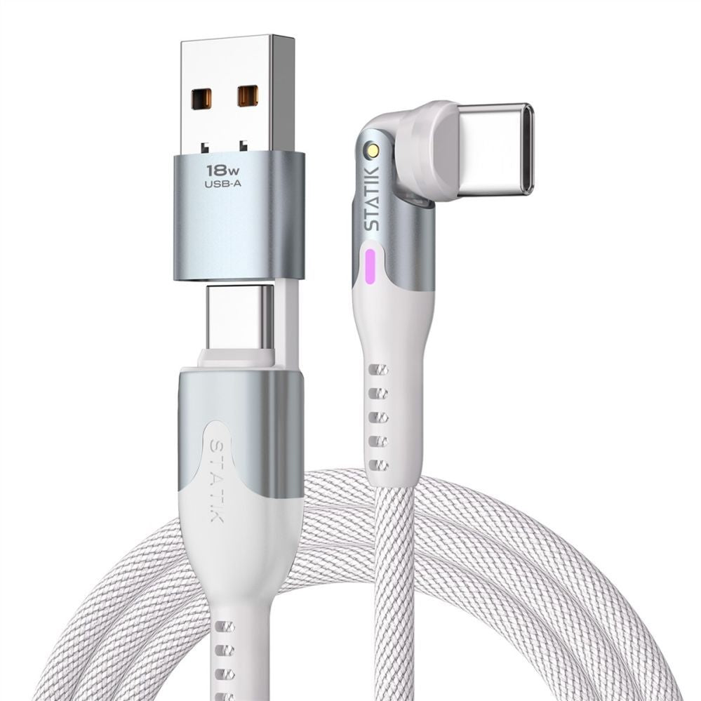 Kaabel statik  STATIK PowerPivot Pro Nylon Braided Cabel, USB-C to USB-C, 1m, White