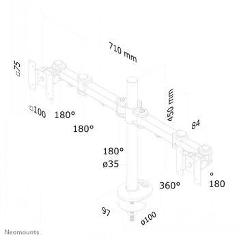 TV bracket NEOMOUNTS BY NEWSTAR NEWSTAR FLAT SCREEN DESK MOUNT (GROMMET) 10-27" BLACK