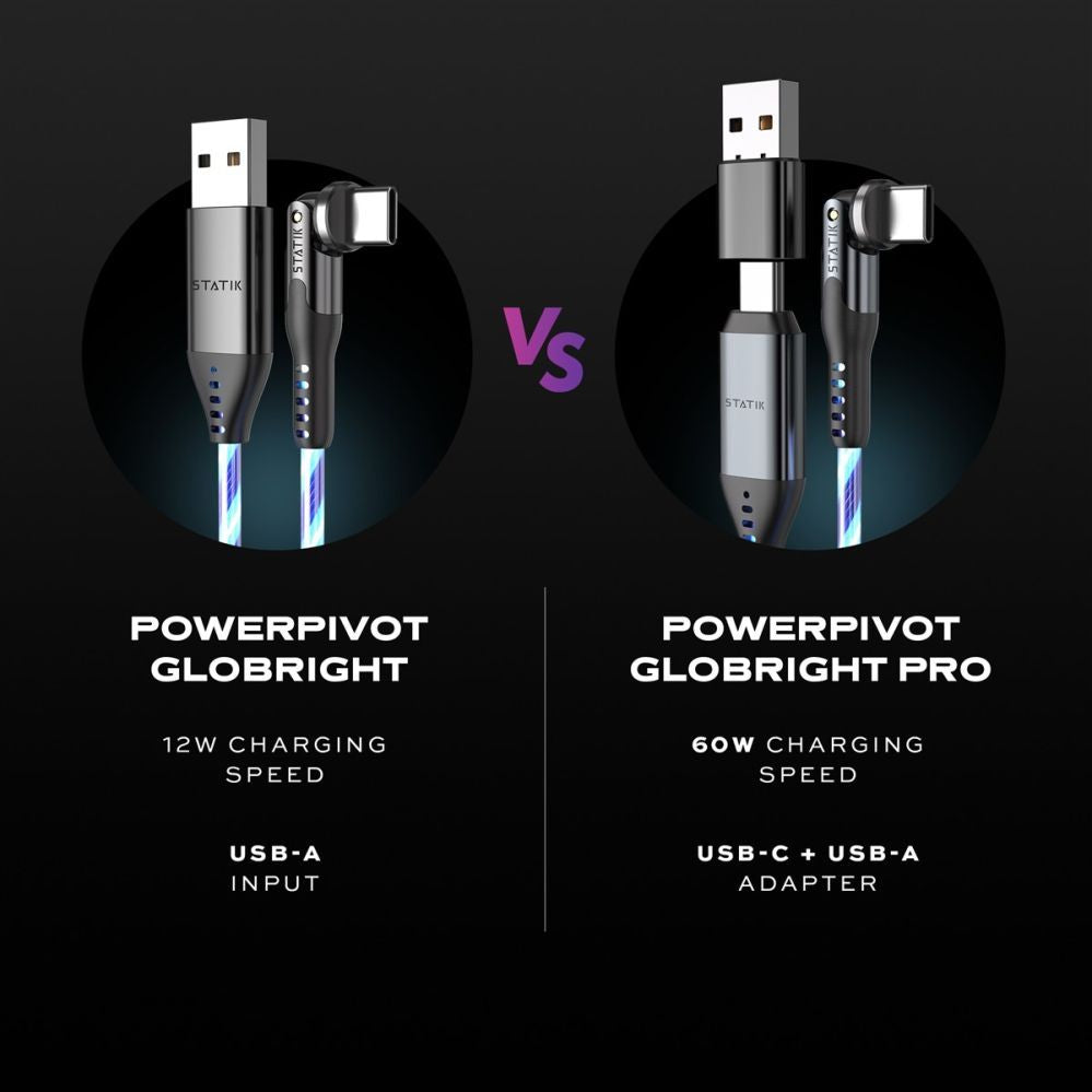Кабель statik  STATIK PowerPivot Pro, Glowing LED Cabel, USB-C to USB-C, 2m, Black