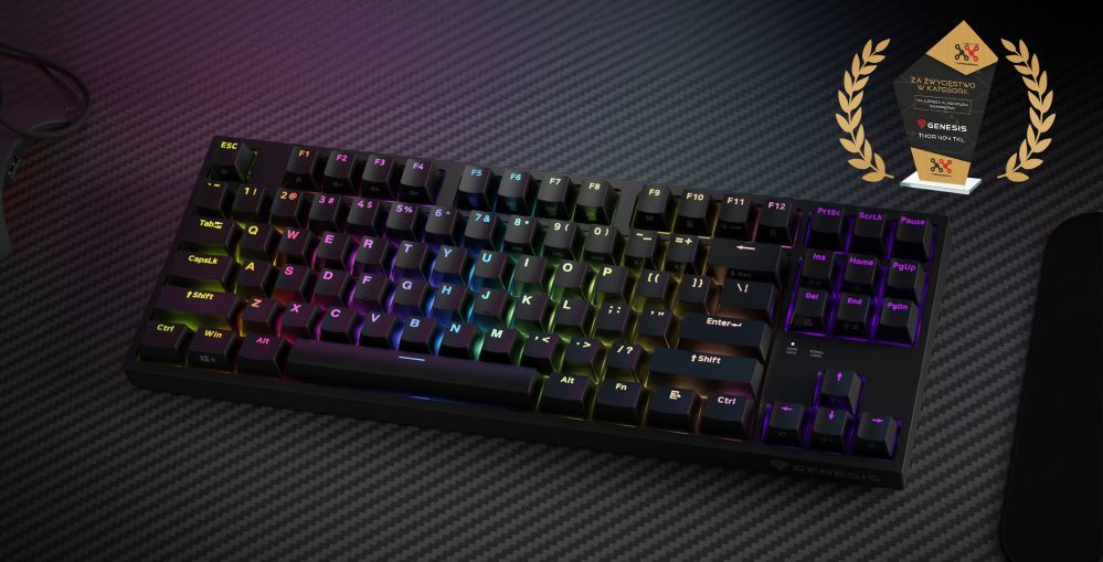 Computer keyboard Genesis  Mechanical Gaming Keyboard THOR 404 TKL RGB Mechanical Gaming Keyboard Wired US Gateron Yellow Pro USB Type-A 1005 g