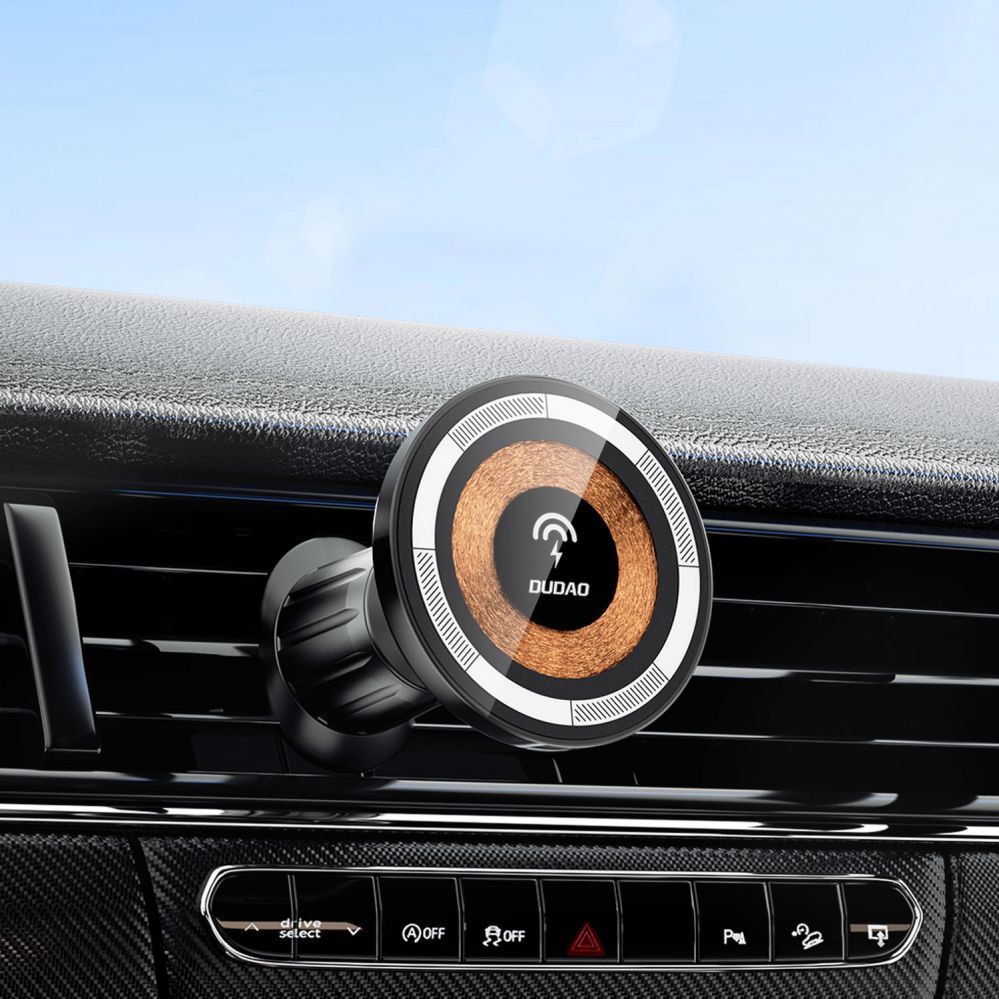 Auto holder Dudao  Magnetic holder with MagSafe inductive charger for 15W Dudao F12MAX ventilation grille - black