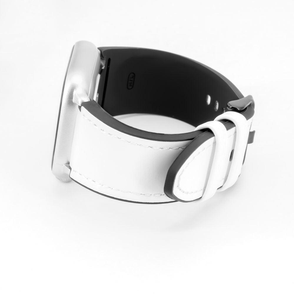 Rihm Connect  20mm Silicone Patch Leather Watch Strap (130mm M/L) White