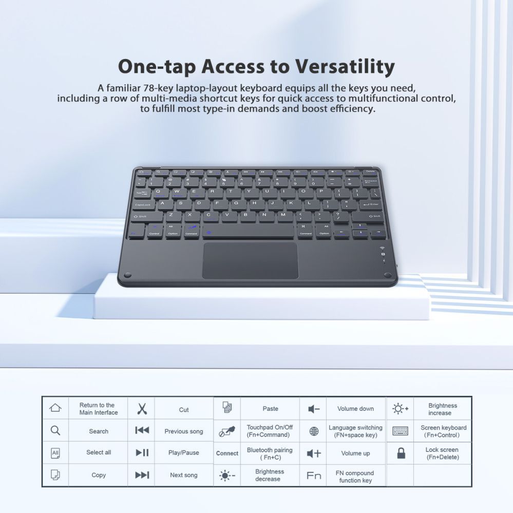 Computer keyboard Blackview  K1 Bluetooth Keyboard Wireless Ultra Slim 10” – 280mAh Battery, Bluetooth 3.0, Compatible with Windows / Android / iOS, Black Gray