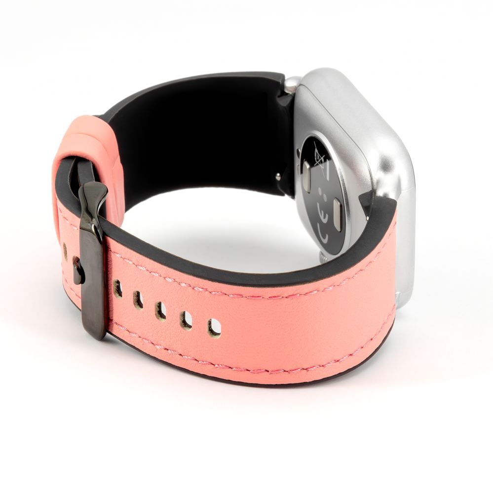 Strap Connect  20mm Silicone Patch Leather Watch Strap (130mm M/L) Pink
