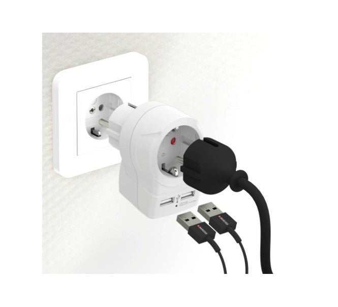 Üleminek Skross  In-line socket + USB White