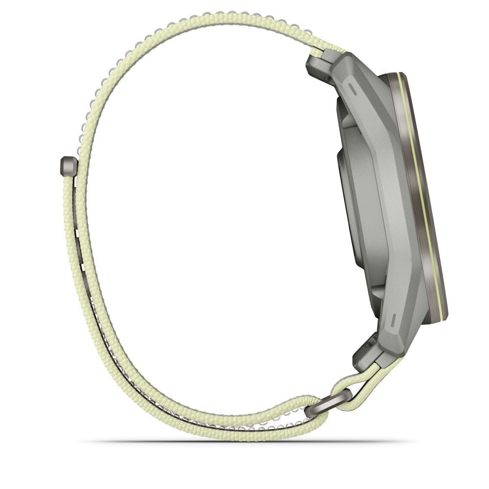 Nutikell Garmin  Approach S72 47mm Silver/Citron Ti Bezel with Fog Grey/Citron ComfortFit Fabric Band