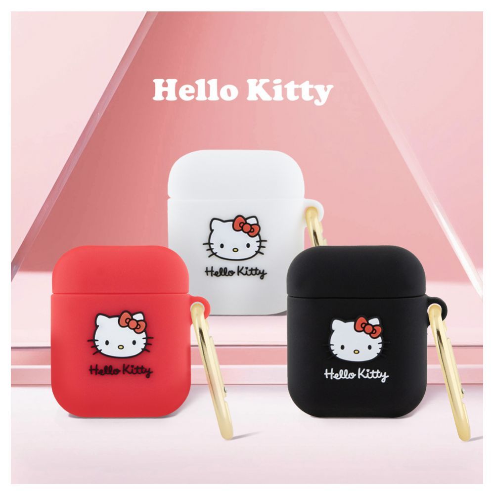 Korpus kõrvaklappidele Hello Kitty Apple Airpods 1/2 cover czarny Silicone 3D Kitty Head Black