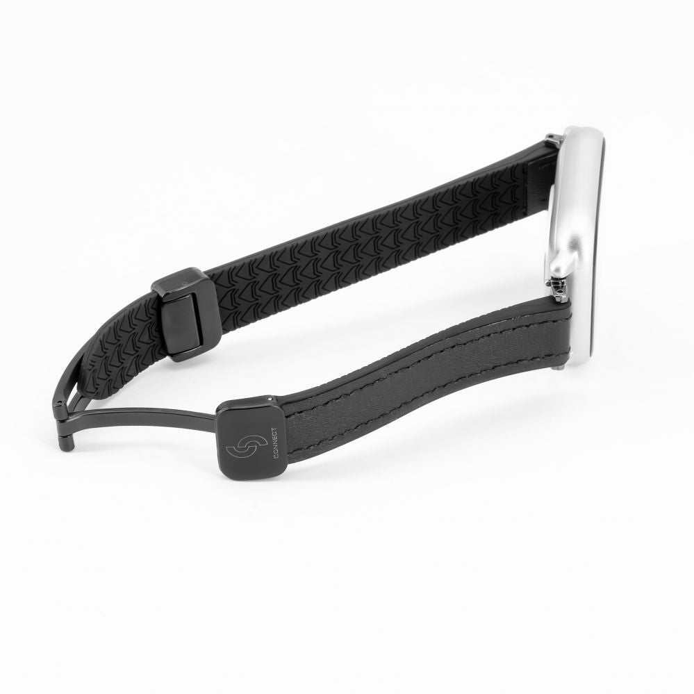 Rihm Connect  22mm Silicone Leather Watch Strap with Magnetic Black
