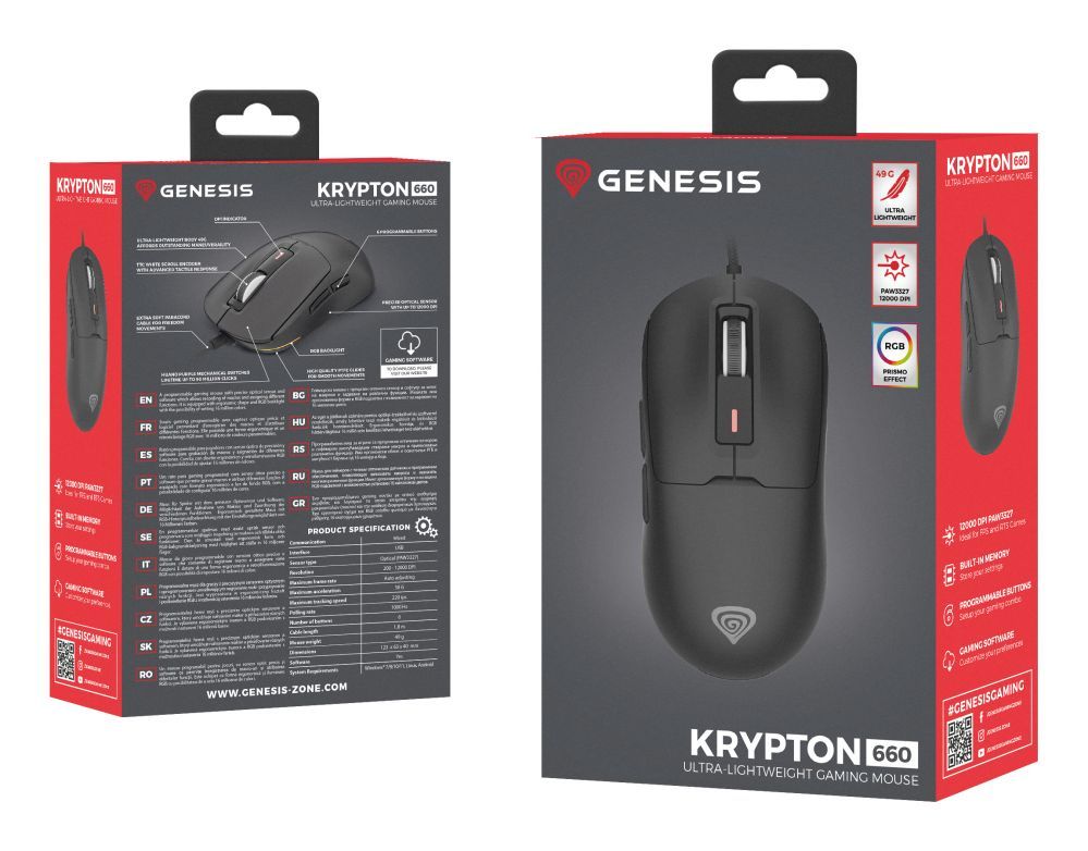 Computer mouse Genesis  Gaming Mouse | Krypton 660 | Wired | USB Type-A | Black