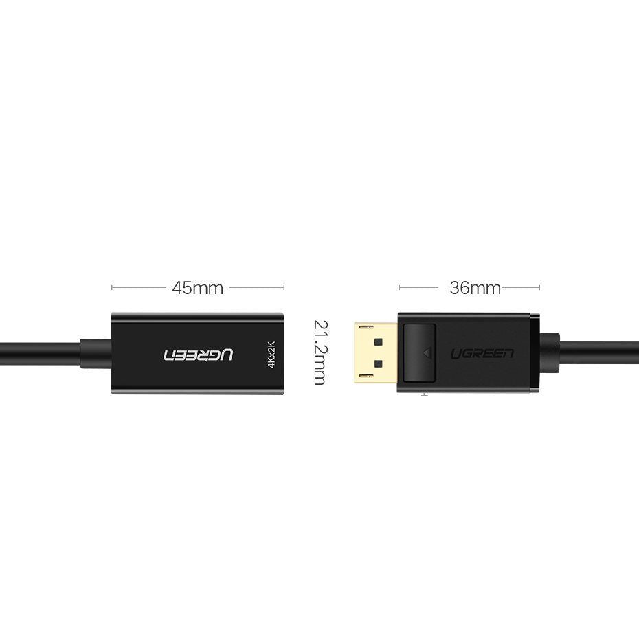 Кабель Ugreen  Cable from DisplayPort (Male) to HDMI (Female) (Unidirectional) 1080P 60Hz 12bit Black (40362)