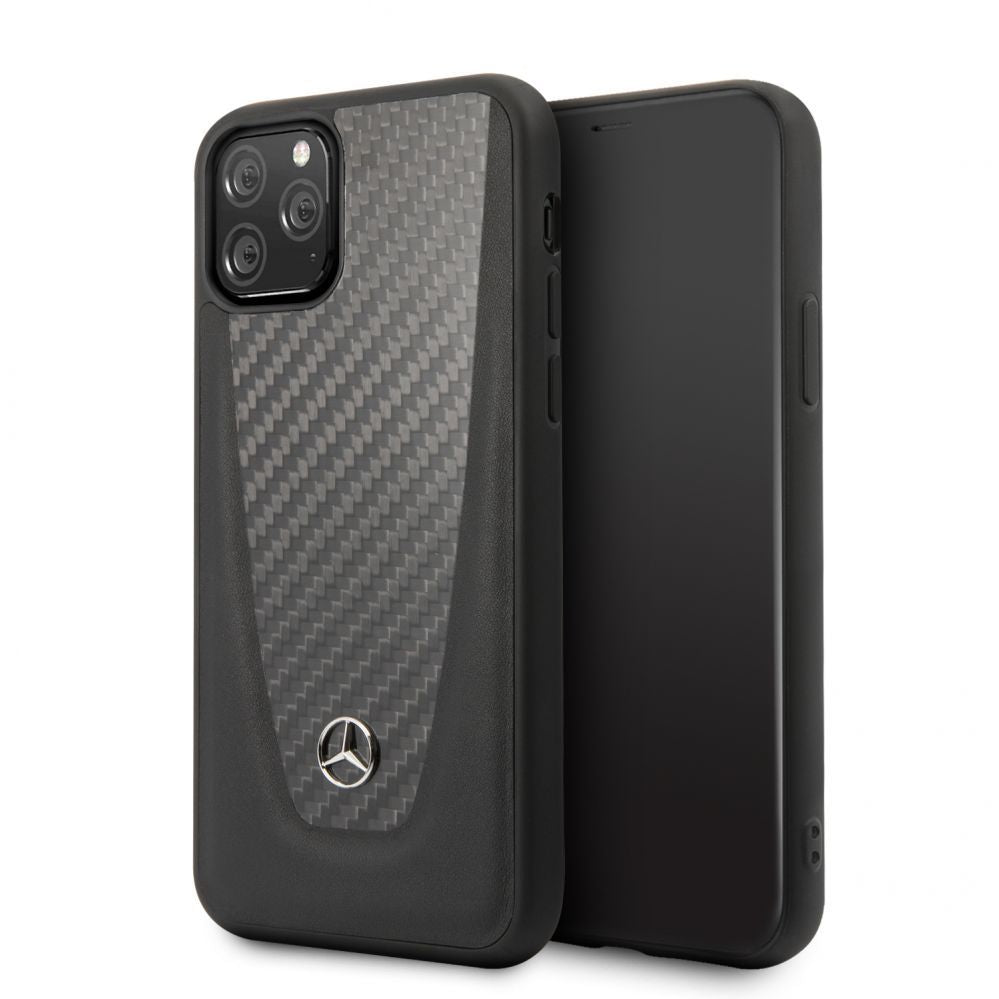 Tagakaaned Mercedes-Benz Apple iPhone 11 Pro Hard Case Leather Carbon Fiber Black