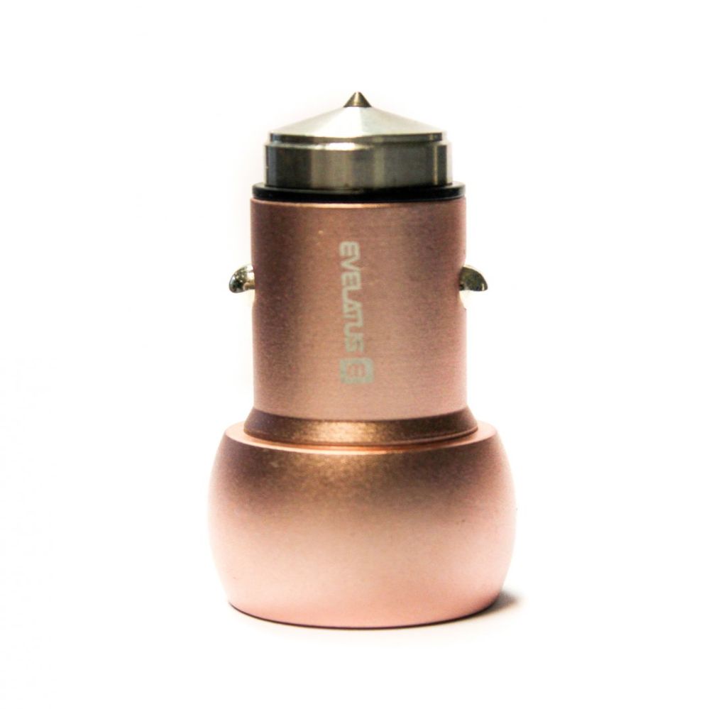 Auto charger Evelatus Universal Car Charger ECC01 PINK 2USB port 3.1A with stainless steel escape tool Pink