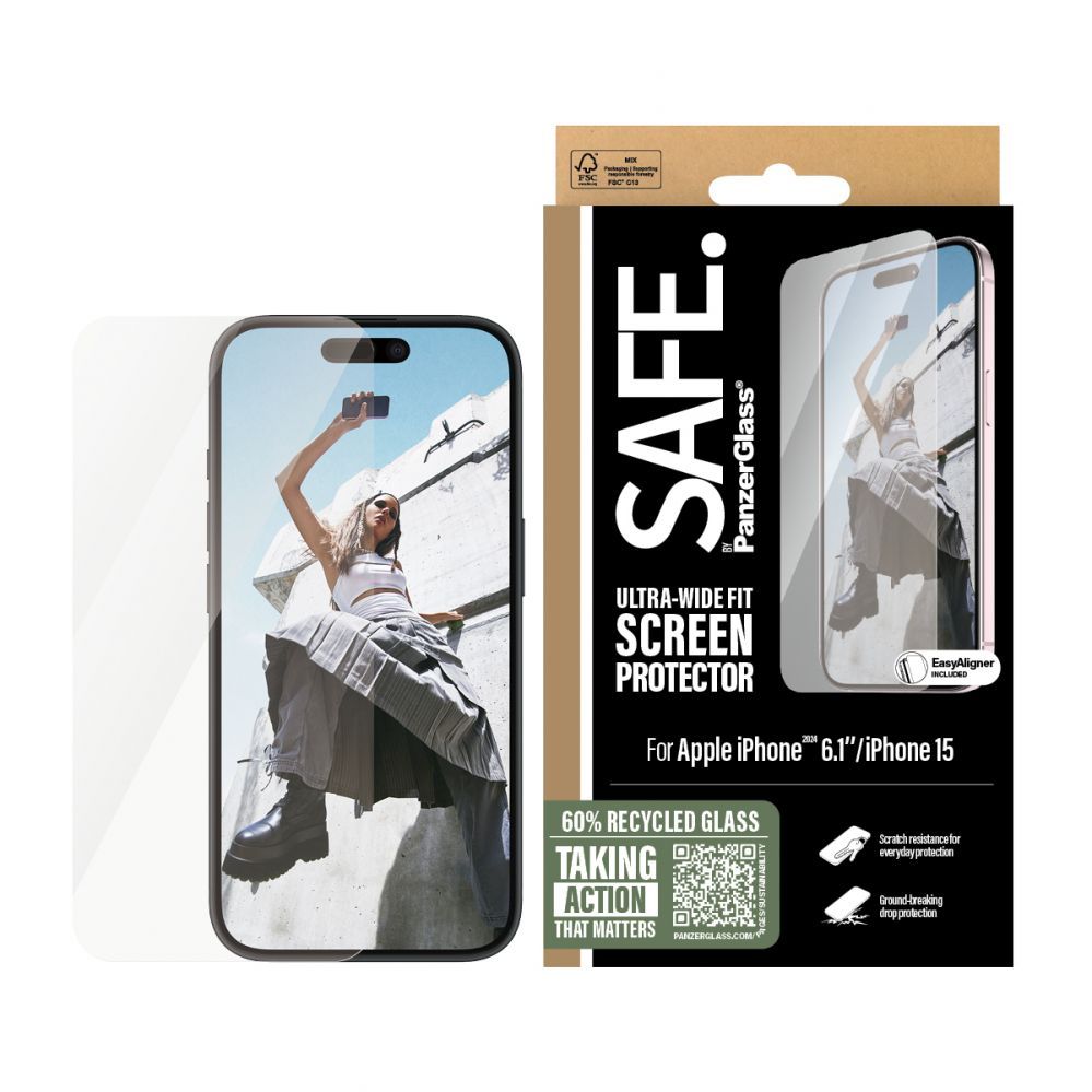 Чехол на заднюю панель PanzerGlass  SAFE by  Screen Protector iPhone 16 | Ultra-Wide Fit |
