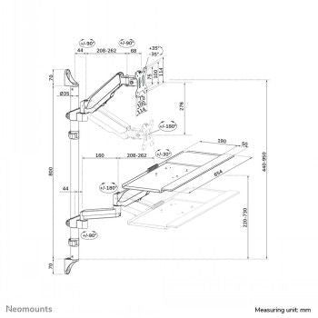 TV bracket NEOMOUNTS BY NEWSTAR  NEOMOUNTS WALL MOUNTED SIT-STAND WORKSTATION (SCREEN, KEYBOARD & MOUSE)