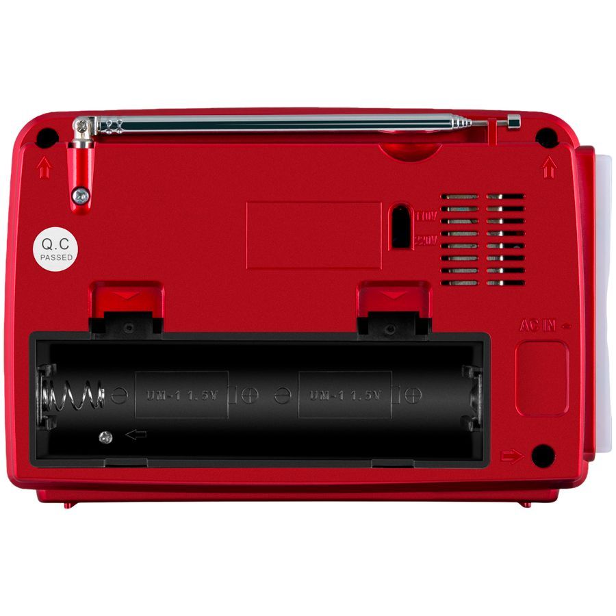 Record players Sven  Speaker SVEN SRP-150, red (3W, Bluetooth, FM/AM/SW, USB, microSD, flashlight, battery)