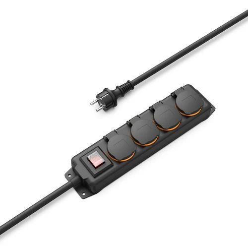 Переходник Hama  OUTDOOR IP44 SWITCH 4 GN 4 m power strip Black