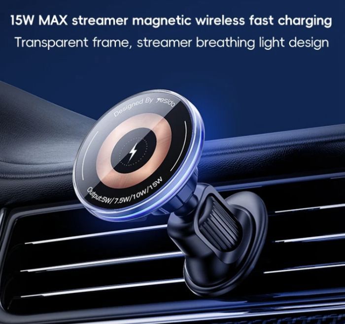 Automaatne hoidja yesido  15W Air Outlet Car MagSafe Magnetic Wireless Charging Holder Black