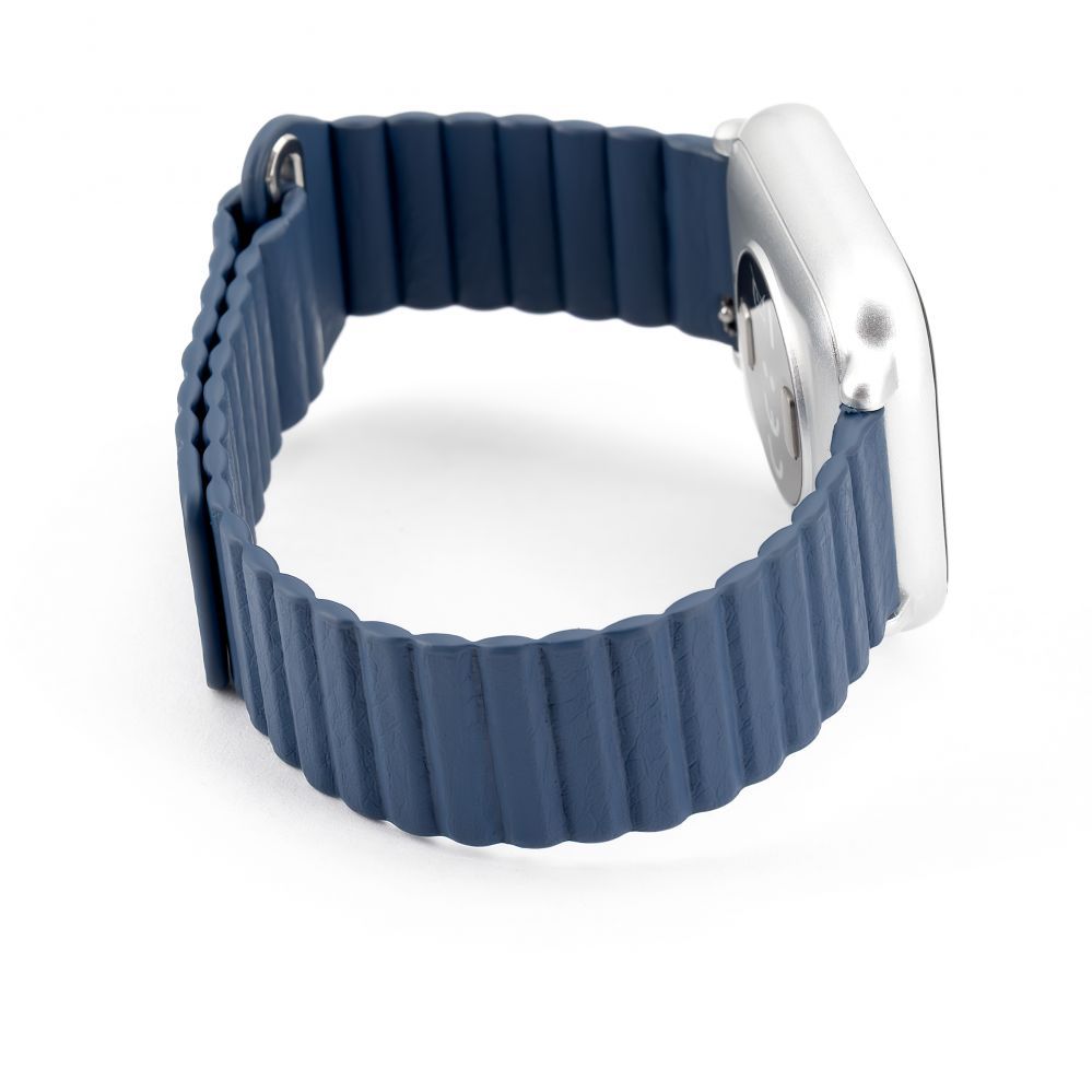 Strap Connect  22mm Flat head Leather - Silicone Loop Magnetic Watch Strap (130mm M/L) Midnight Blue