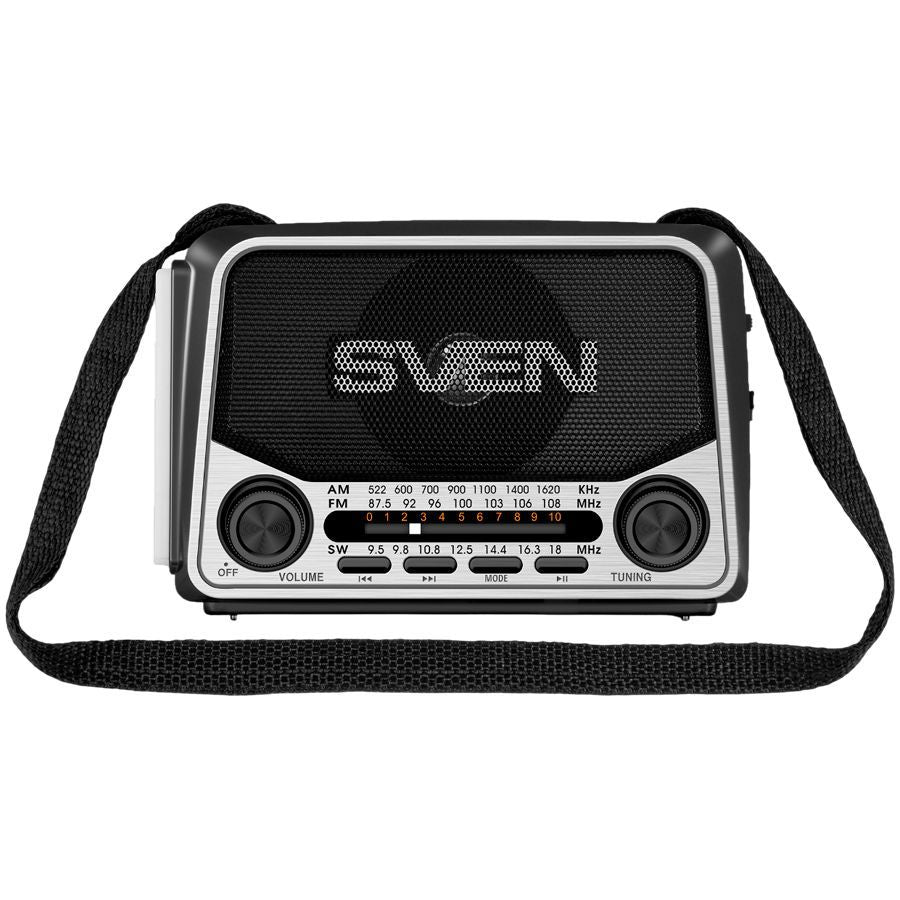 Record players Sven  Speaker SVEN SRP-150, gray (3W, Bluetooth, FM/AM/SW, USB, microSD, flashlight, battery)
