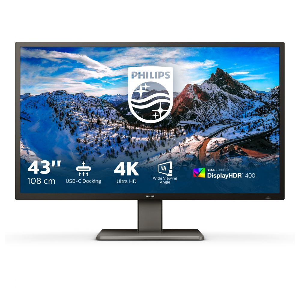 Monitorid Philips  P Line 439P1/00 43 ", VA, 4K UHD, 3840 x 2160, 16:9, 4  ms, 400 cd/m², Headphone output, 60 Hz, HDMI ports quantity 3