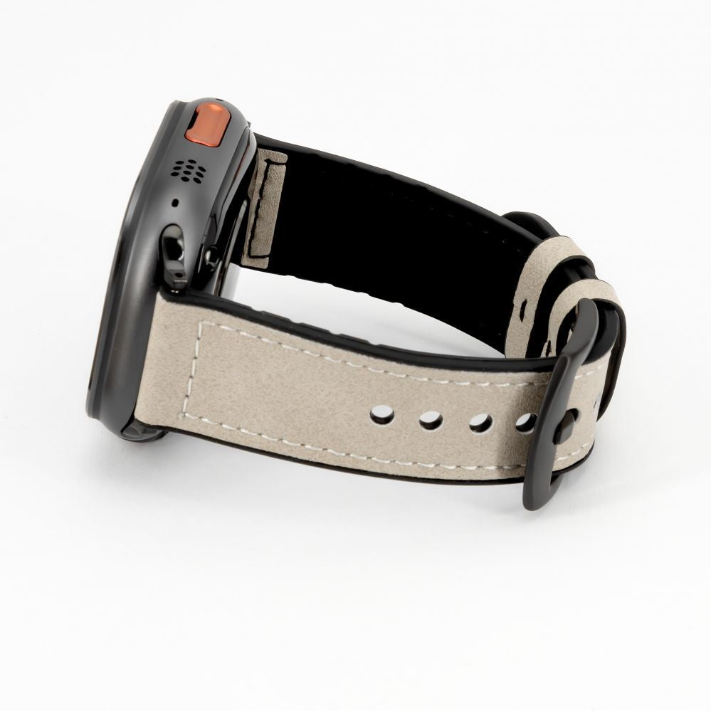 Strap Connect  Watch 42/44/45mm Silicone patch Leather Watch Strap (132mm M/L) White