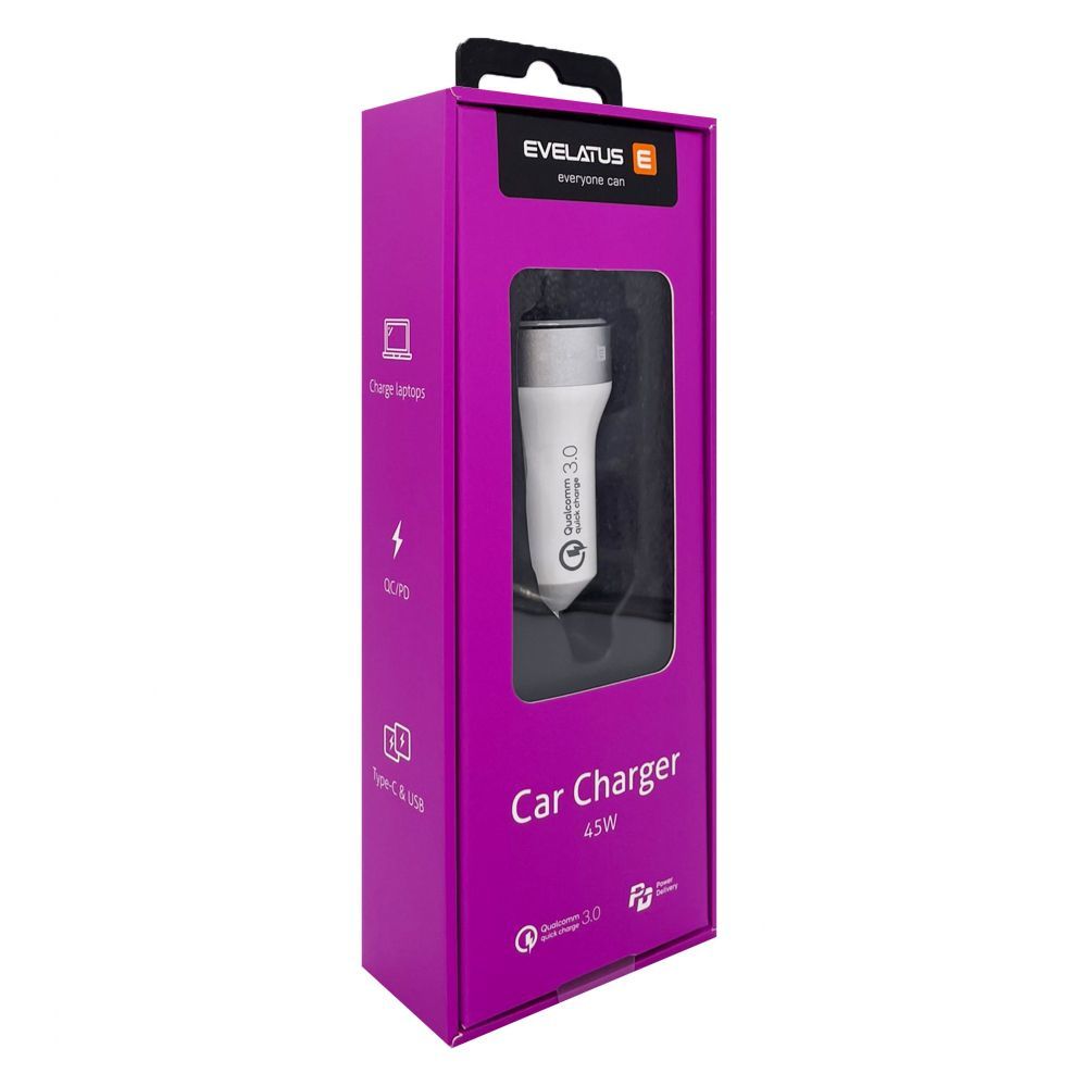 Car charger Evelatus - Evelatus Quick Car Charger QCC03, QCC03WH White