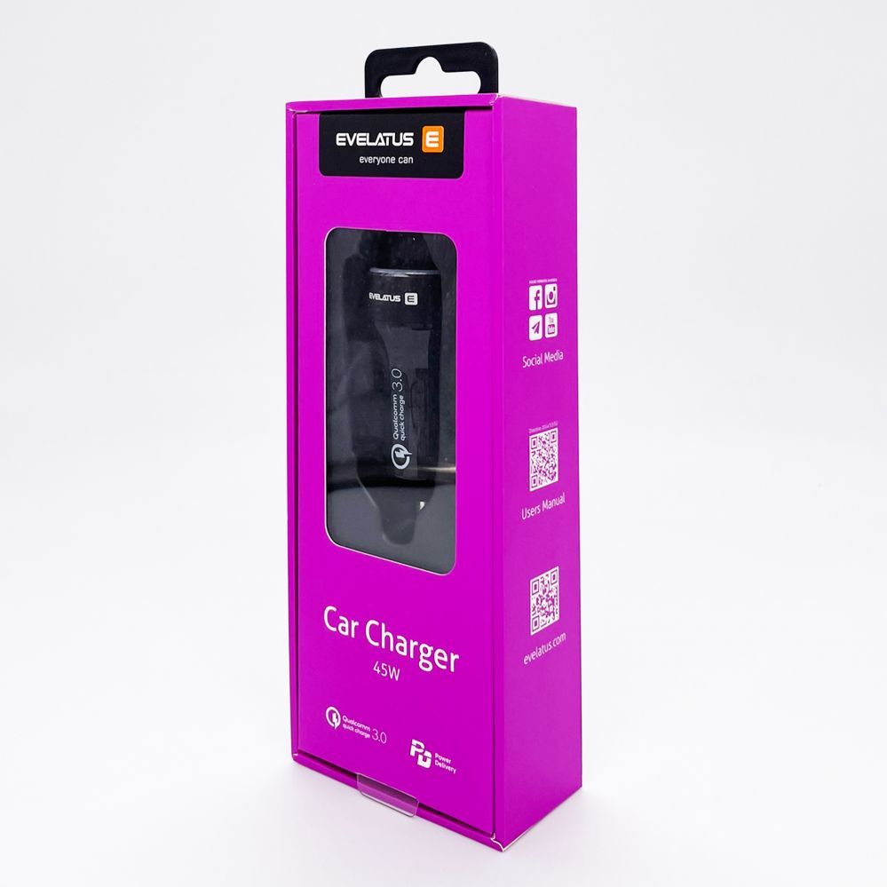 Car charger Evelatus - Evelatus Quick Car Charger QCC03 Black