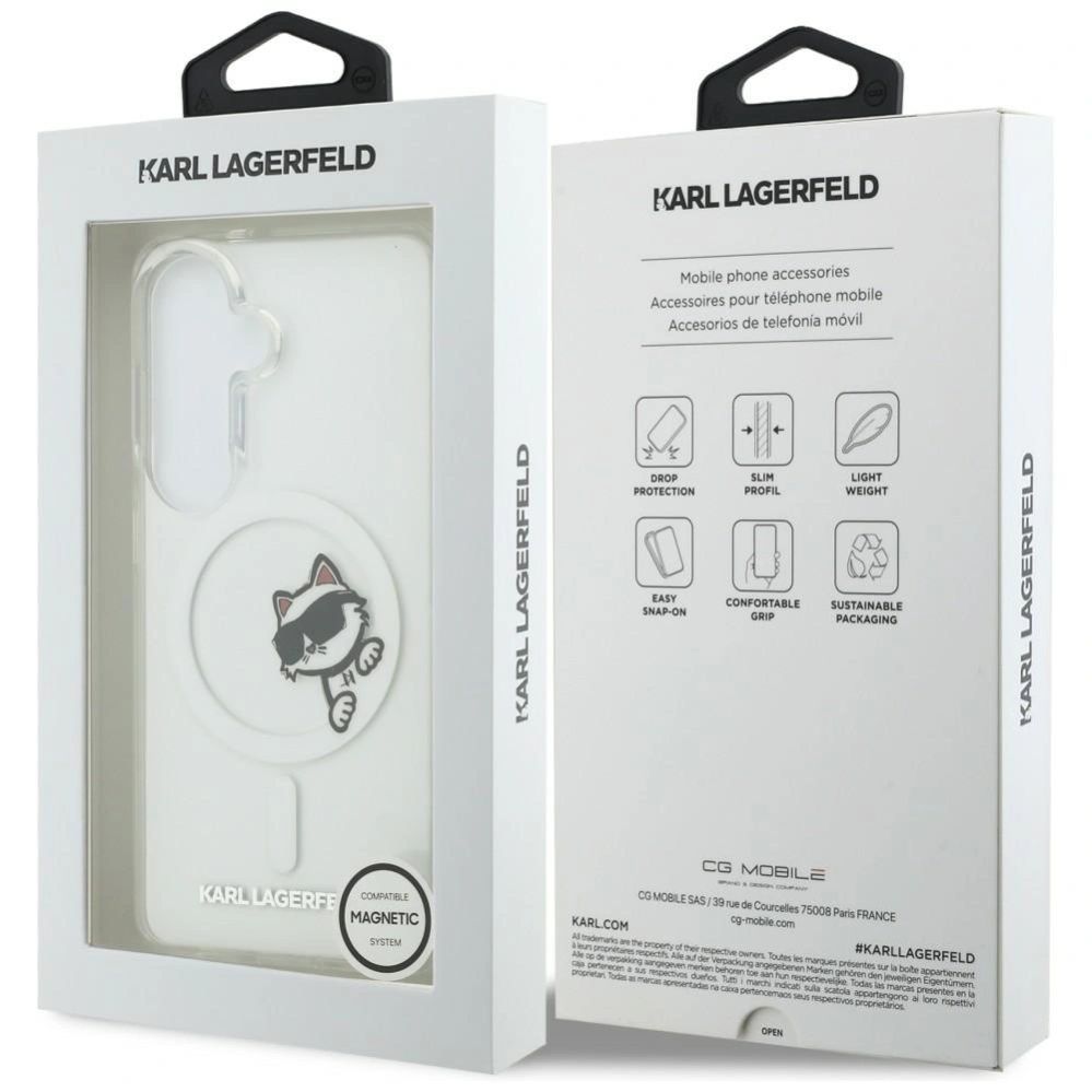 Case universaalne kaitseümbris Karl Lagerfeld Samsung Galaxy S26 IML Peekaboo Choupette With MagSafe Case Transparent