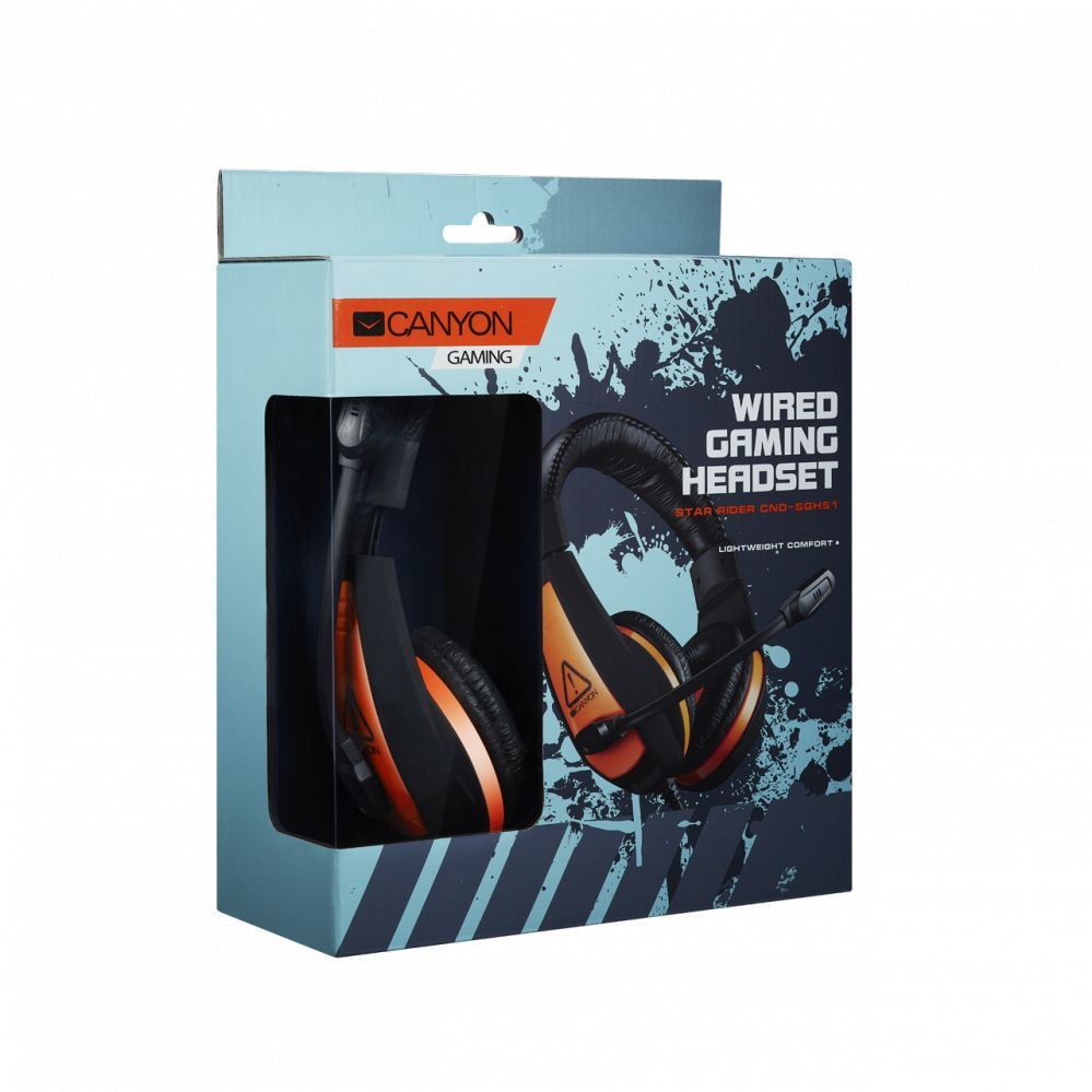 Kõrvaklapid mikrofoniga Canyon  Gaming headset 3.5mm jack with adjustable microphone and volume control Black Orange