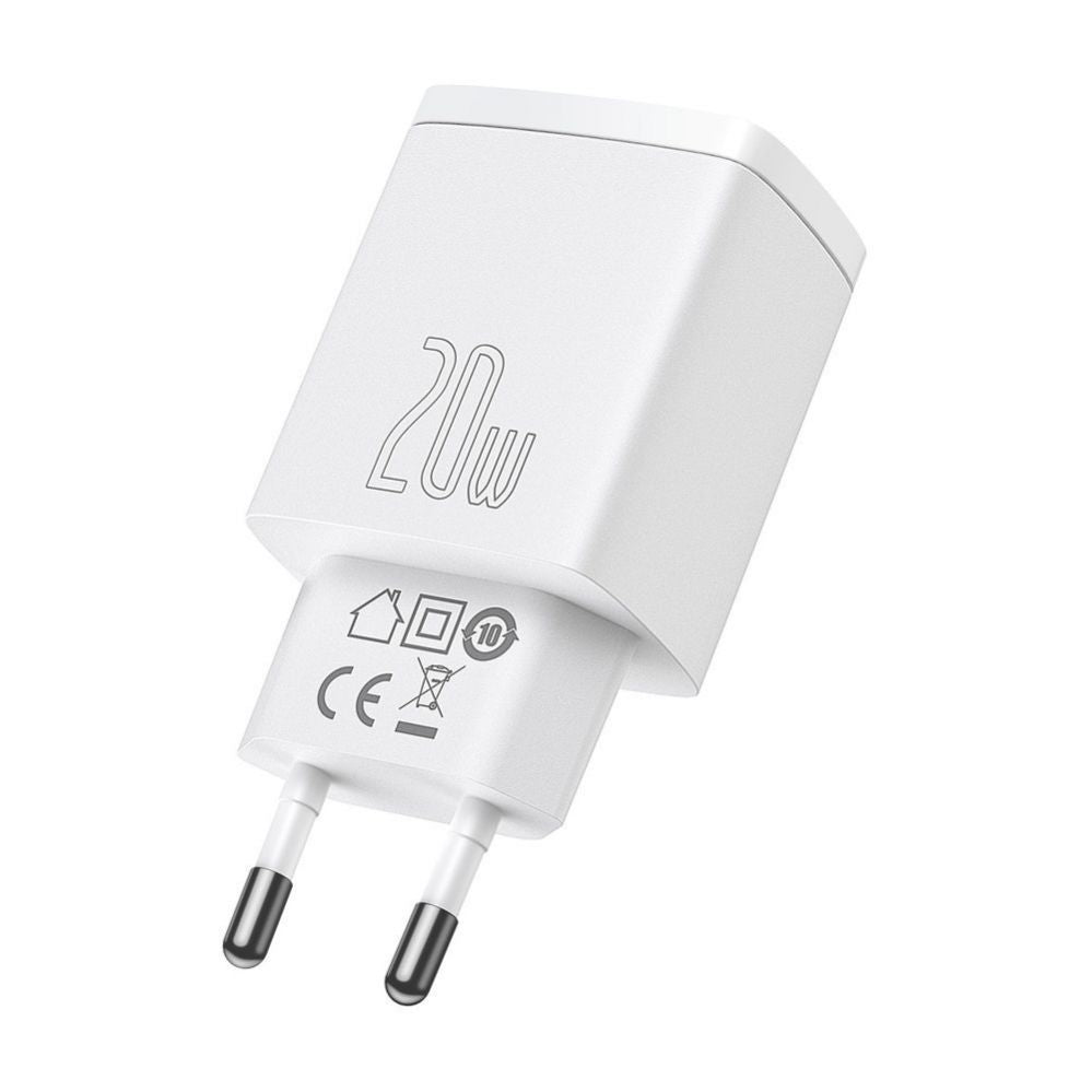 Adaptrid Baseus  Baseus Compact fast charger USB / USB Type C 20W 3A Power Delivery Quick Charge 3.0 white (CCXJ-B02) White