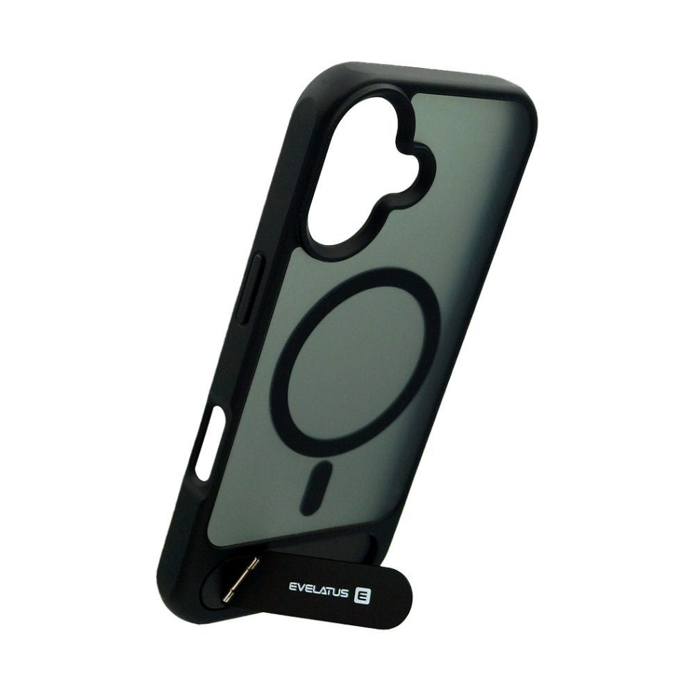 Чехол на заднюю панель Evelatus Apple iPhone 17 Rubber Coated MagSafe With Stand Case Black