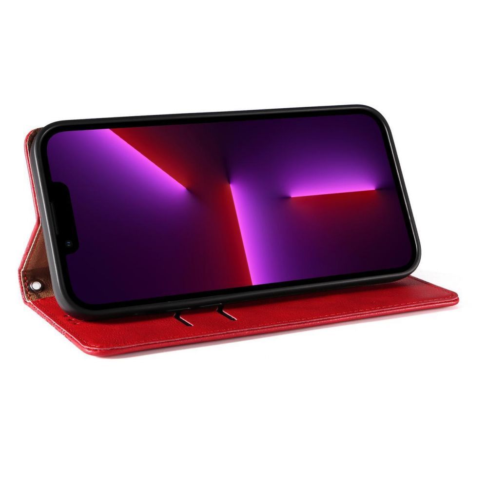 Tagakaaned Hurtel - Magnet Strap Case Case for iPhone 13 Pro Max Pouch Wallet + Mini Lanyard Pendant Red