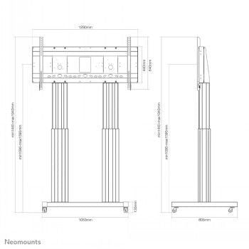Кронштейн для телевизора NEOMOUNTS BY NEWSTAR  NEWSTAR MOTORISED MOBILE FLOOR STAND - VESA 300X200 UP TO 1200X600 70-120" SILVER