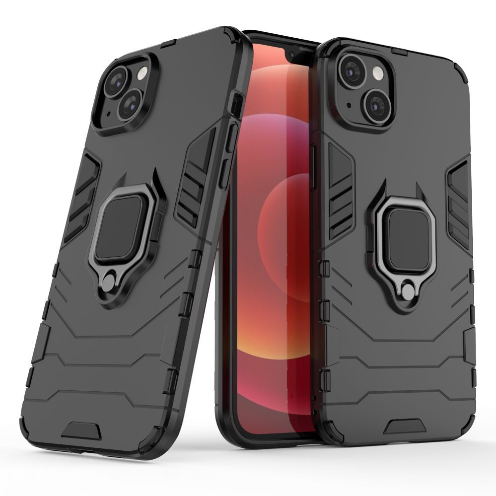 Чехол на заднюю панель Hurtel - Ring Armor case for iPhone 14 Plus armored cover magnetic holder ring black