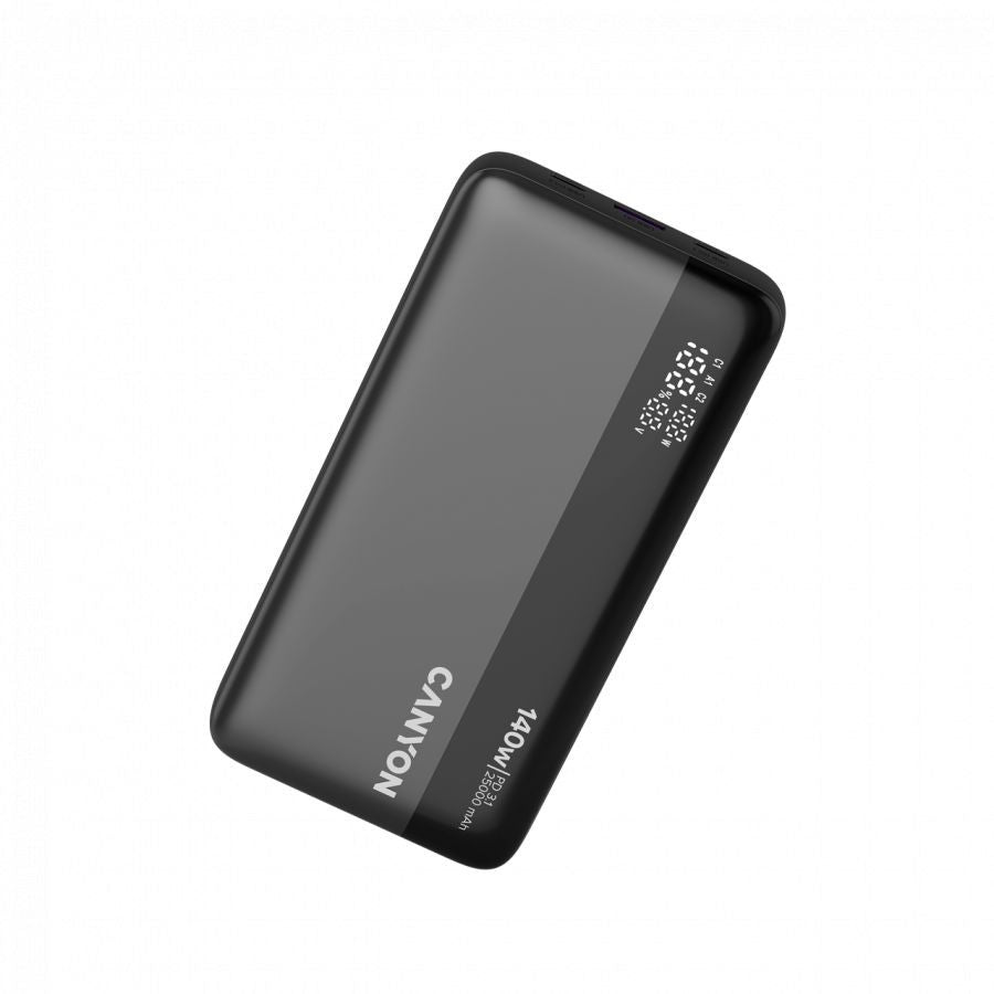 Power bank Canyon  CANYON Power Bank PB-240, 25000mAh PD140W display power bank,Size160.0x82x27 mm Weight 508+-10g, Dark Grey
