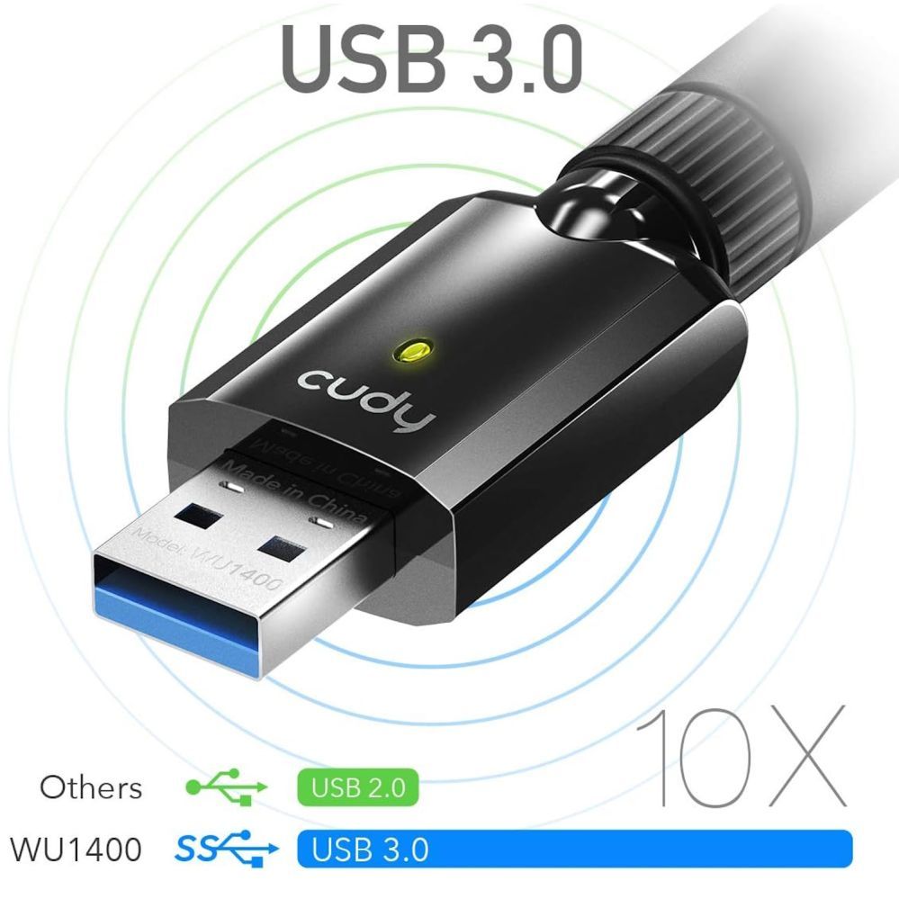 Роутер Cudy  WU1400 AirMax AC1300 Dual Band WiFi USB Adapter USB 3.0 Detachable Antenna High Gain Black