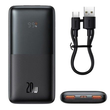 Внешний аккумулятор Baseus  Bipow Pro Power Bank 10000mAh 20W black with USB Type A - USB Type C 3A 0.3m cable Black