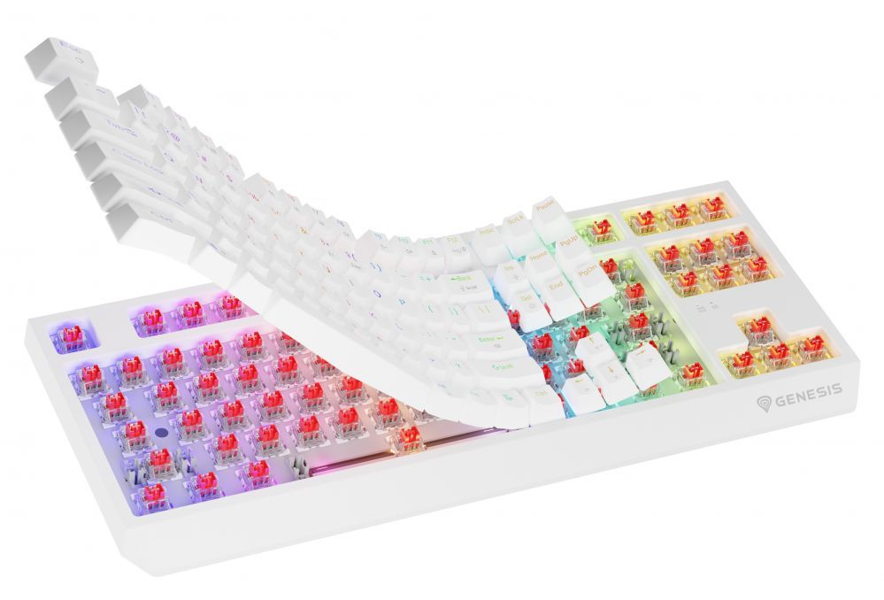 Компьютерная клавиатура Genesis  THOR 230 | Mechanical Gaming Keyboard | Wireless | US | White | 2.4 GHz, Bluetooth, USB | Outemu Red