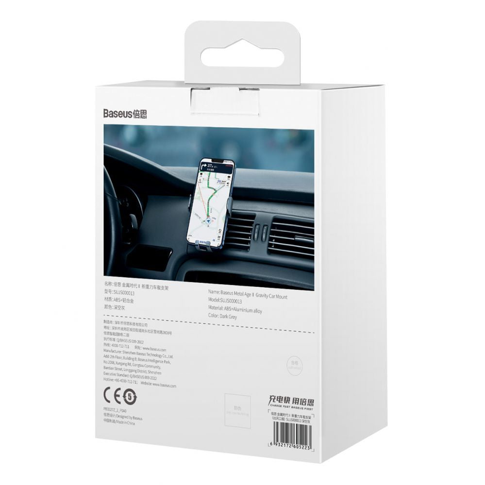 Automaatne hoidja Baseus  Baseus Metal Age II gravitational car phone holder for ventilation grille dark gray (SUJS000013)