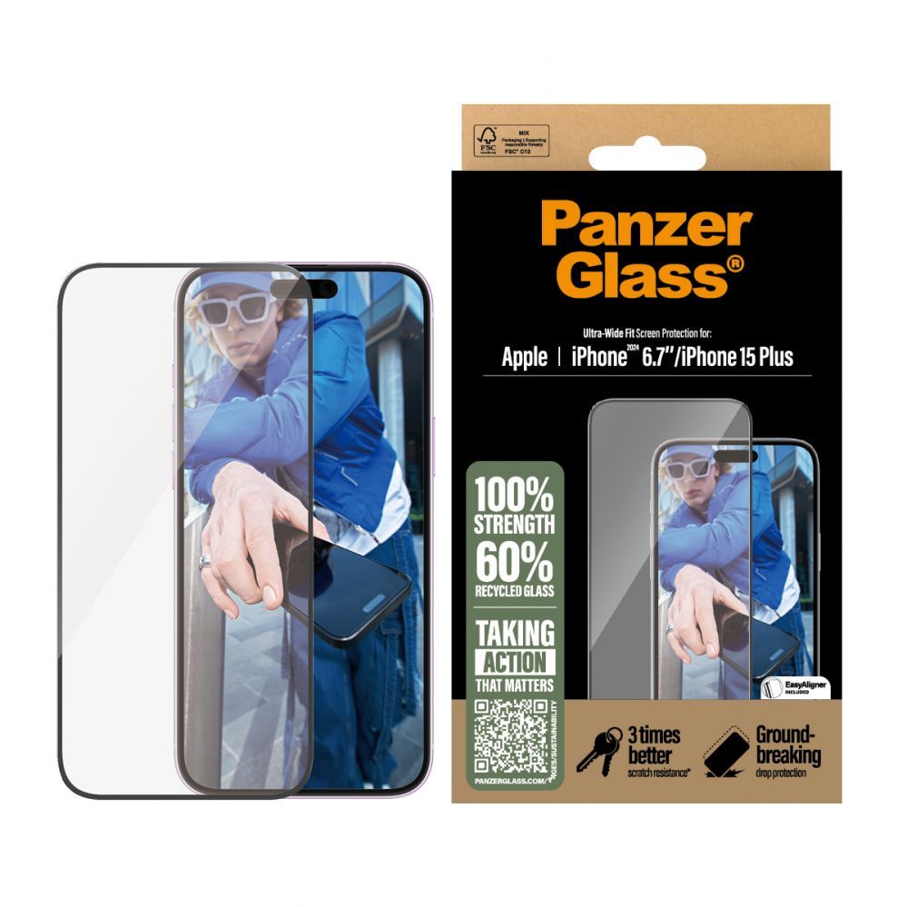 Чехол на заднюю панель PanzerGlass  Screen Protector iPhone 16 Plus / iPhone 15 Plus | Ultra-Wide Fit |