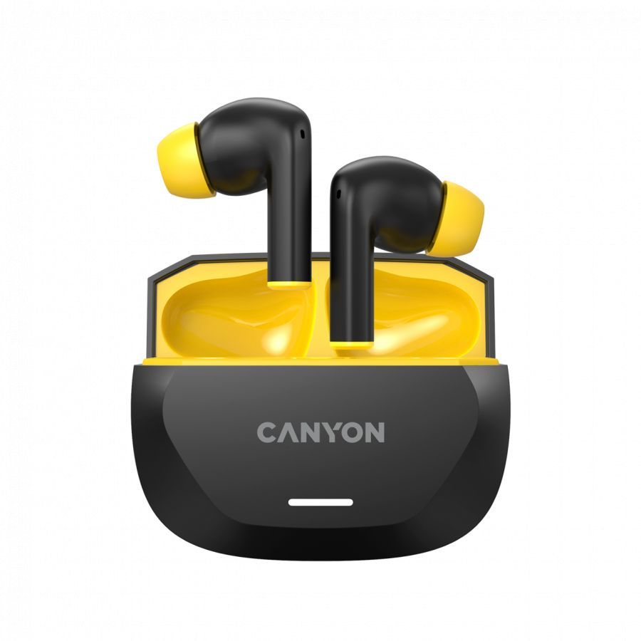 Juhtmevabad kõrvaklapid Canyon  CANYON headset HEXAGON 7 TWS ANC+ENC Wireless Charge Black Yellow
