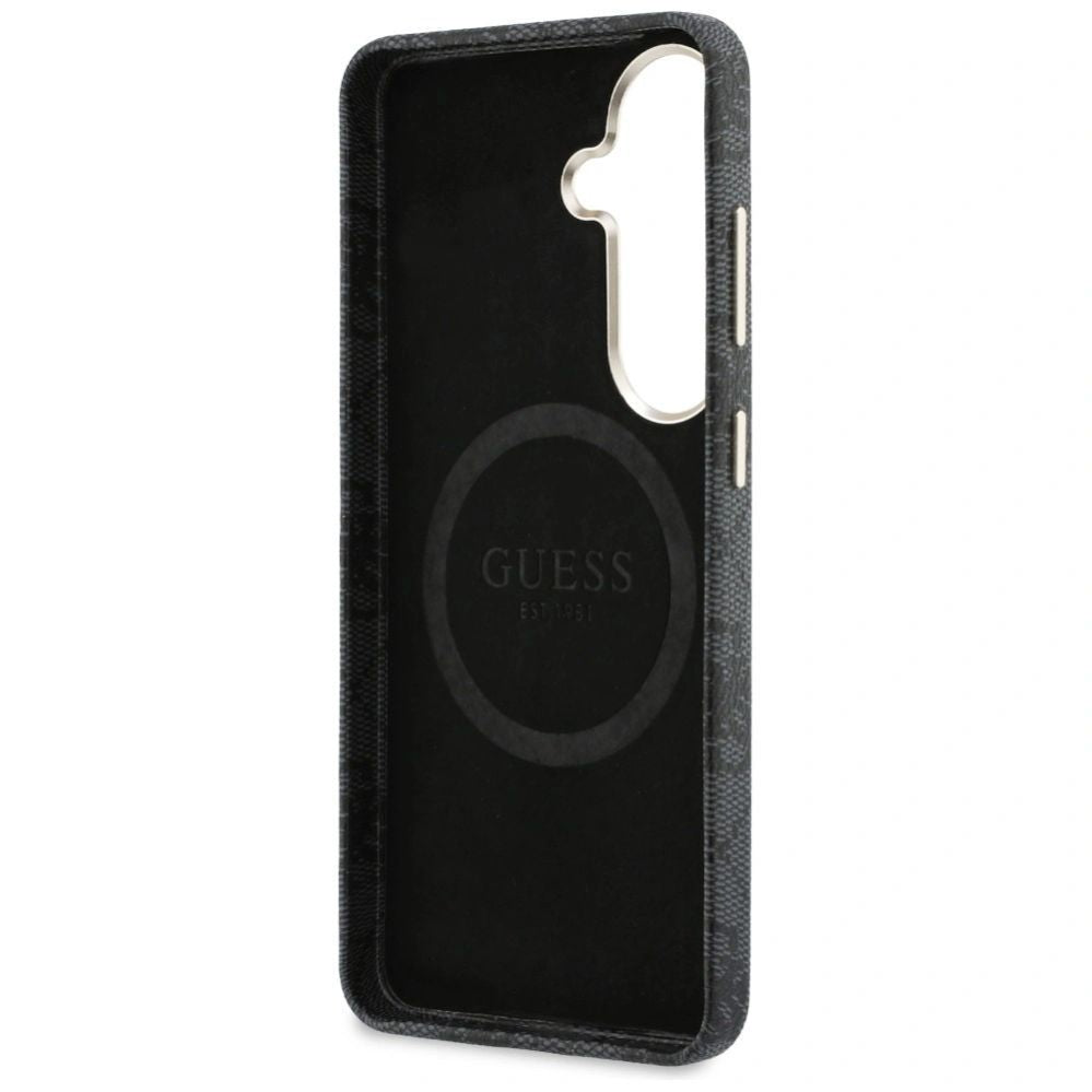 Case universaalne kaitseümbris Guess Samsung Galaxy S26 PU 4G Script Metal Logo With MagSafe Case Black