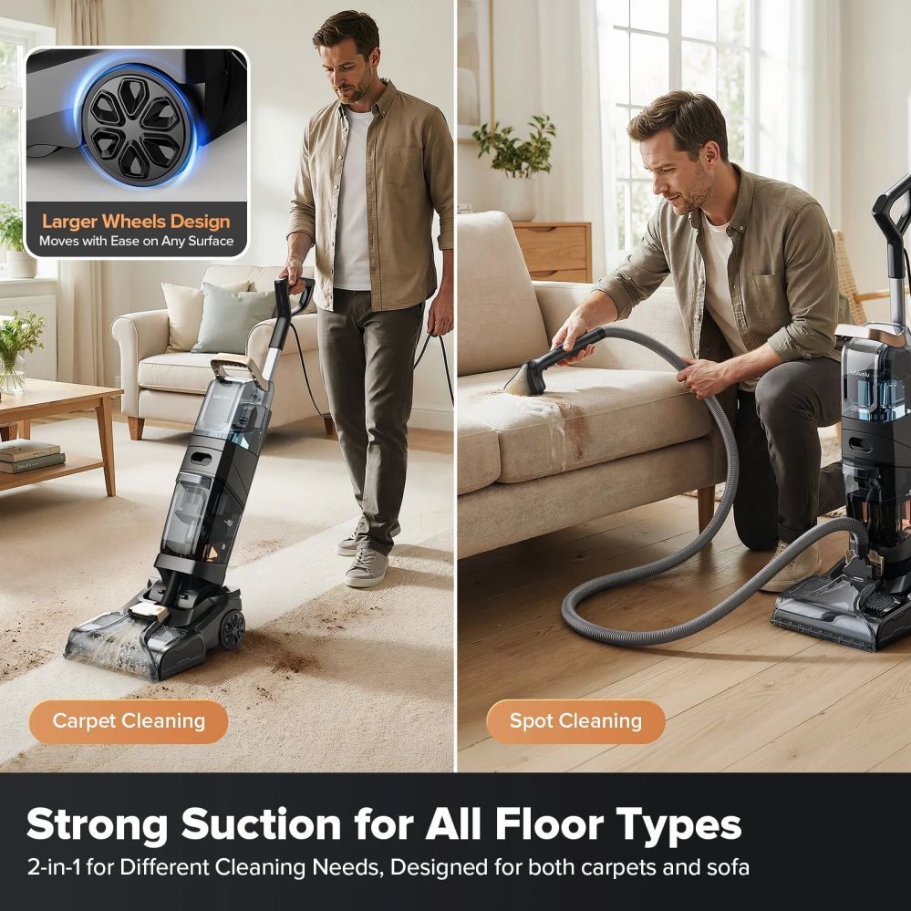 Пылесос Lubluelu  X3 Carpet Cleaner with 1000W Motor, Dual Brush System and 2-in-1 Cleaning