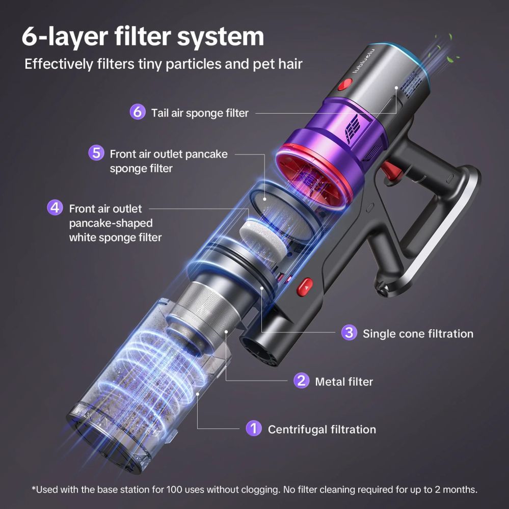 Tolmuimeja Lubluelu  Cordless Vacuum Cleaner X1000 with 2.5L Self-Emptying Dust Station