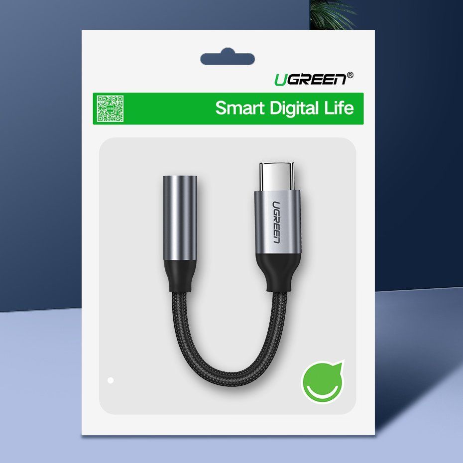 Адаптер Ugreen  Ugreen Headphone Adapter with 3.5mm mini jack to USB Type C 10cm gray (30632)